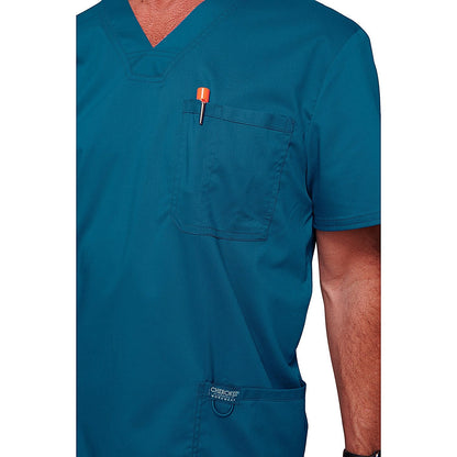 Cherokee Revolution WW670 V Neck Scrub Top, Caribbean Blue, Size Large