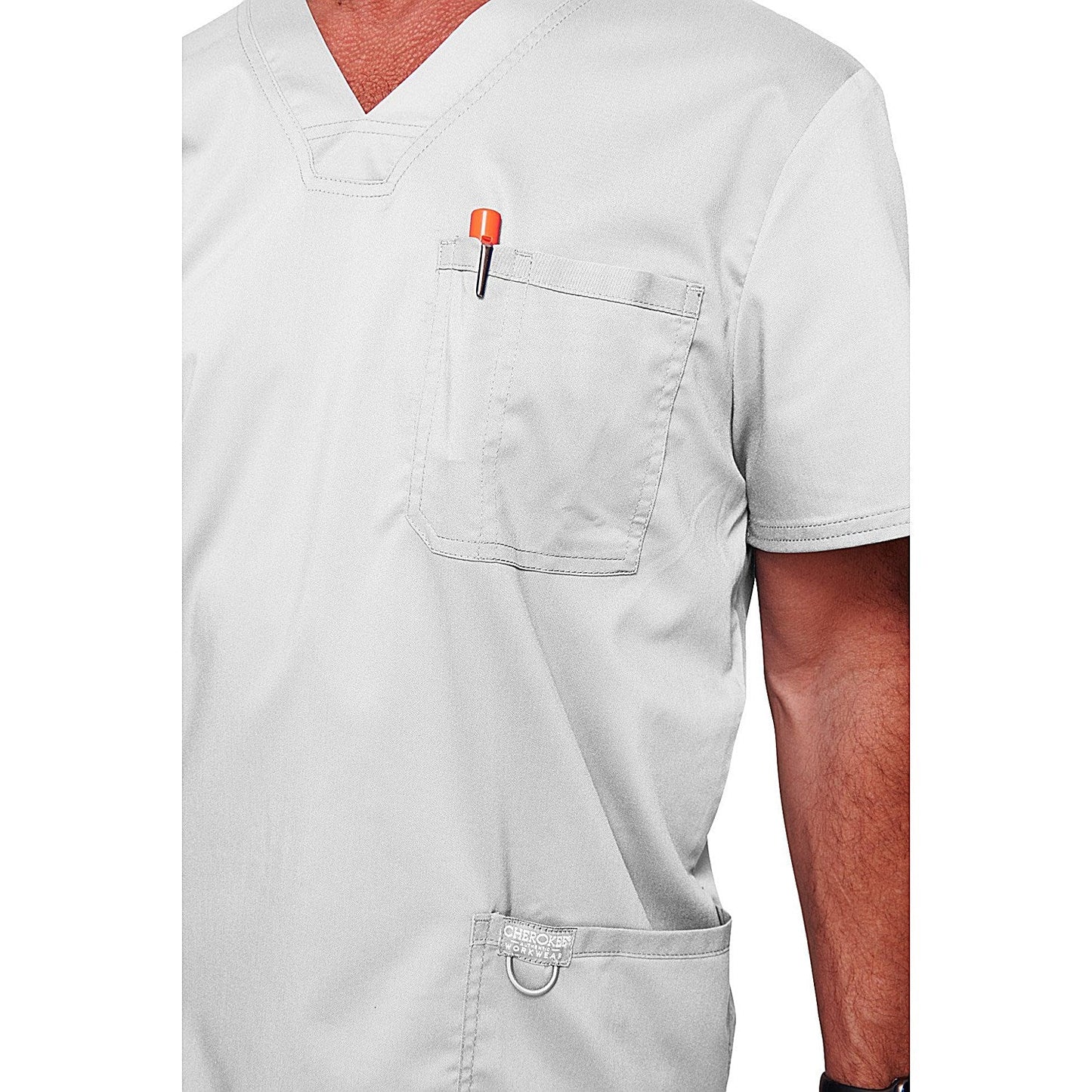Cherokee Revolution WW670 V Neck Scrub Top, White, Size Large