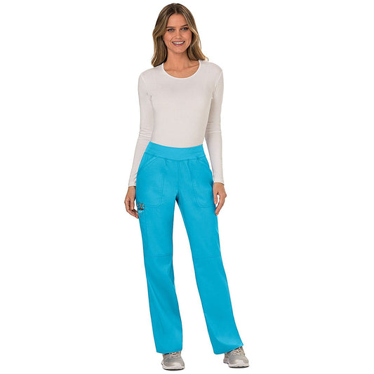 Cherokee Revolution WW110 Women's Mid-Rise Cargo Scrub Trousers, Turquoise, Medium