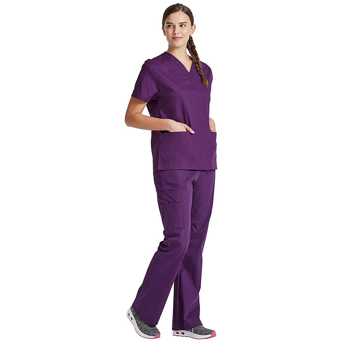 Dickies Signature V-neck Scrub Top, Eggplant Purple, 2XL
