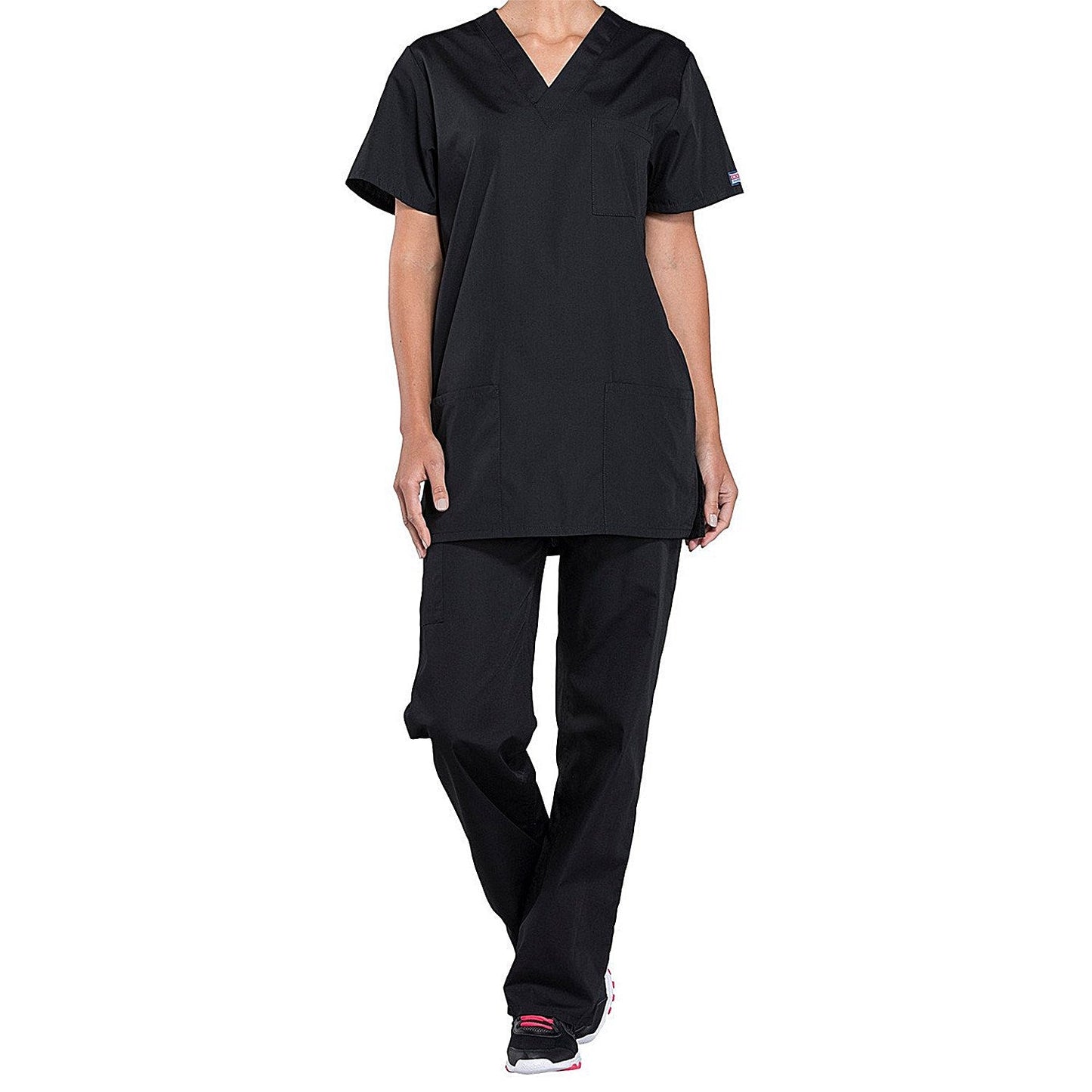 Cherokee Professional V-Neck Scrub Top, Black, 2XS