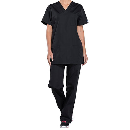 Cherokee Professional V-Neck Scrub Top, Black, 2XS