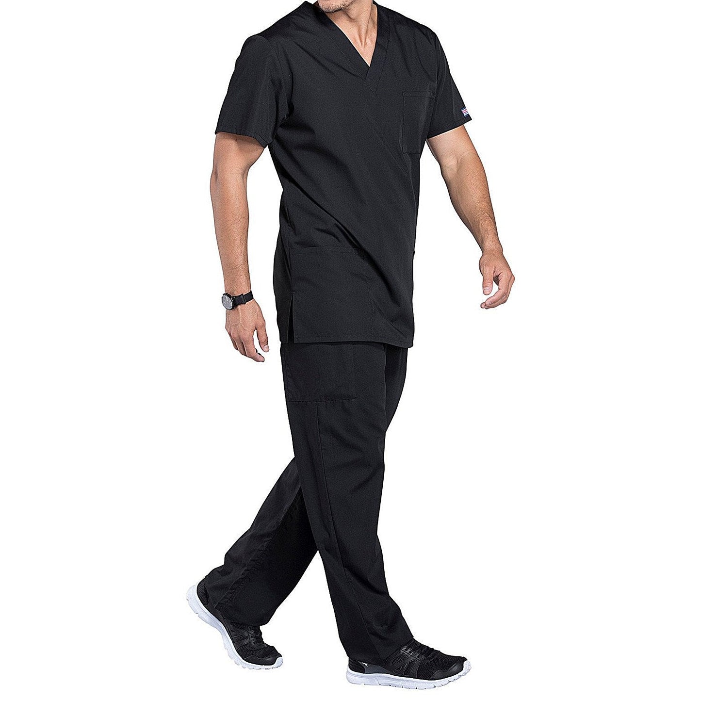 Cherokee Professional V-Neck Scrub Top, Black, 2XS