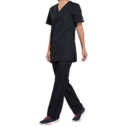 Cherokee Professional V-Neck Scrub Top, Black, 2XS