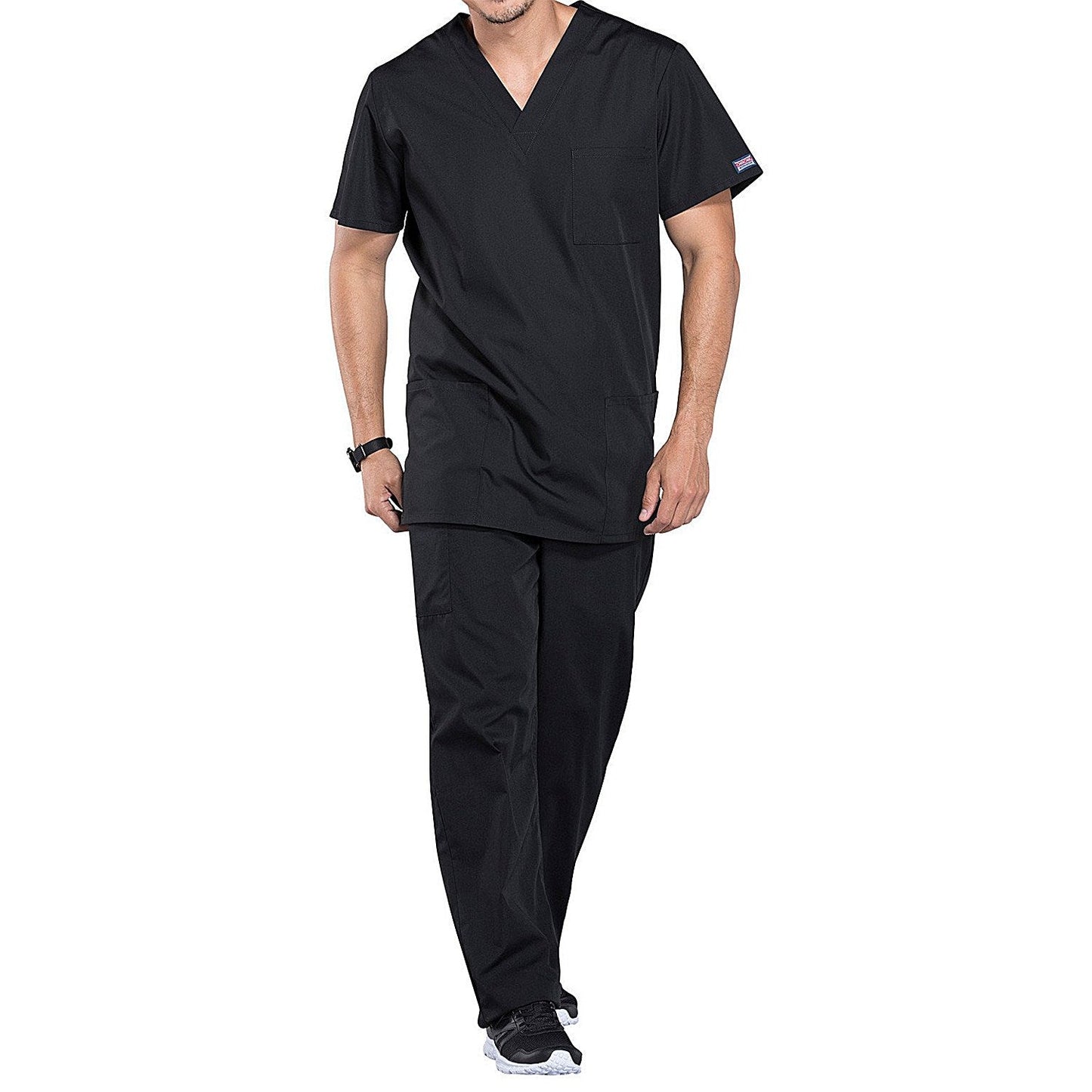 Cherokee Professional V-Neck Scrub Top, Black, 2XS