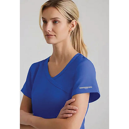 Skechers Female V Neck Scrub Top, Galaxy Blue, Large