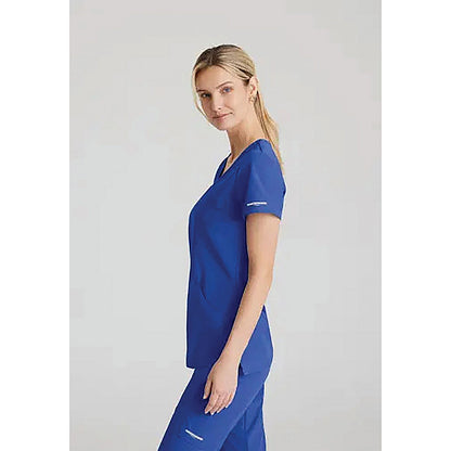 Skechers Female V Neck Scrub Top, Galaxy Blue, 4XL