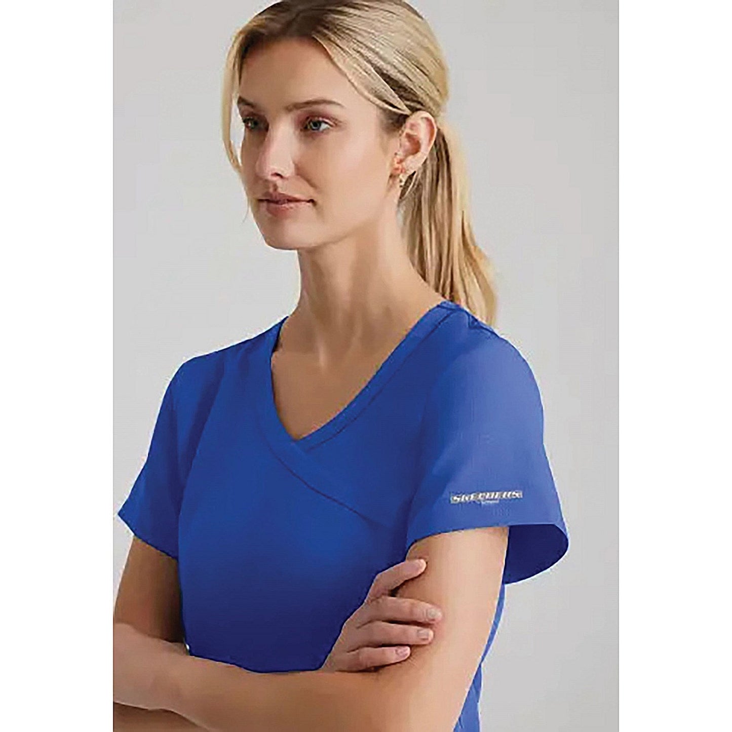 Skechers Female V Neck Scrub Top, Galaxy Blue, 4XL