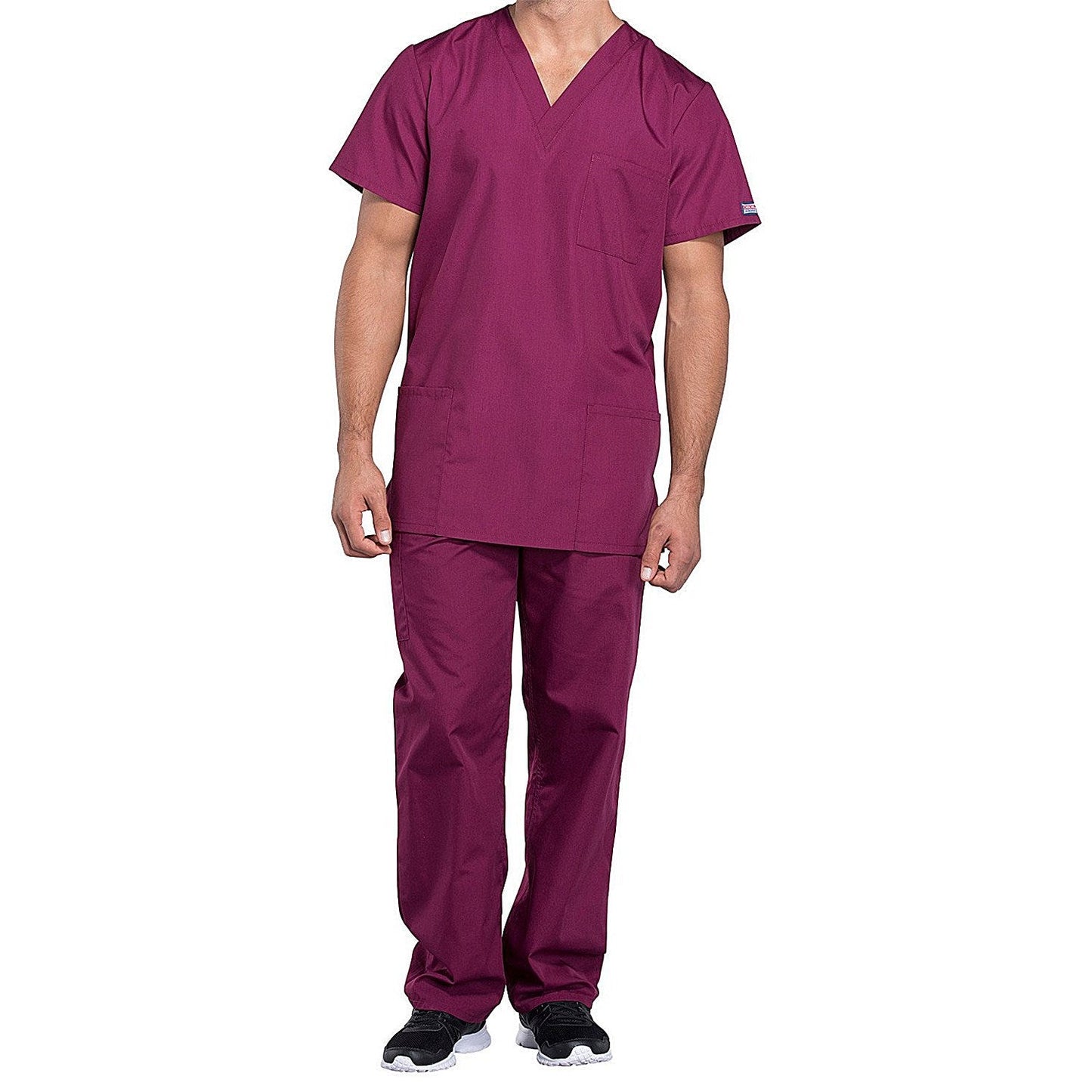 Cherokee Professional V-Neck Scrub Top, Wine Red, Small