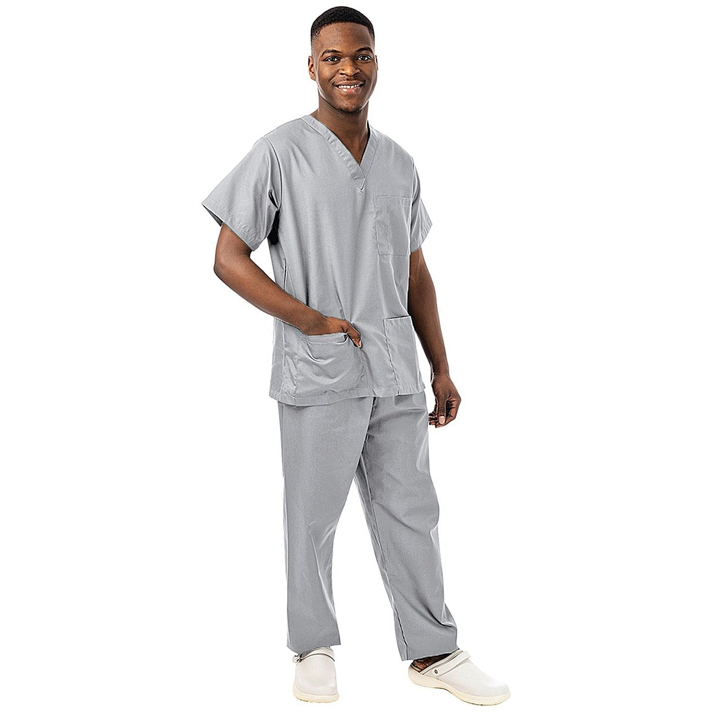 334LW Unisex Lightweight Scrub Top, Pale Grey, Size 2XL