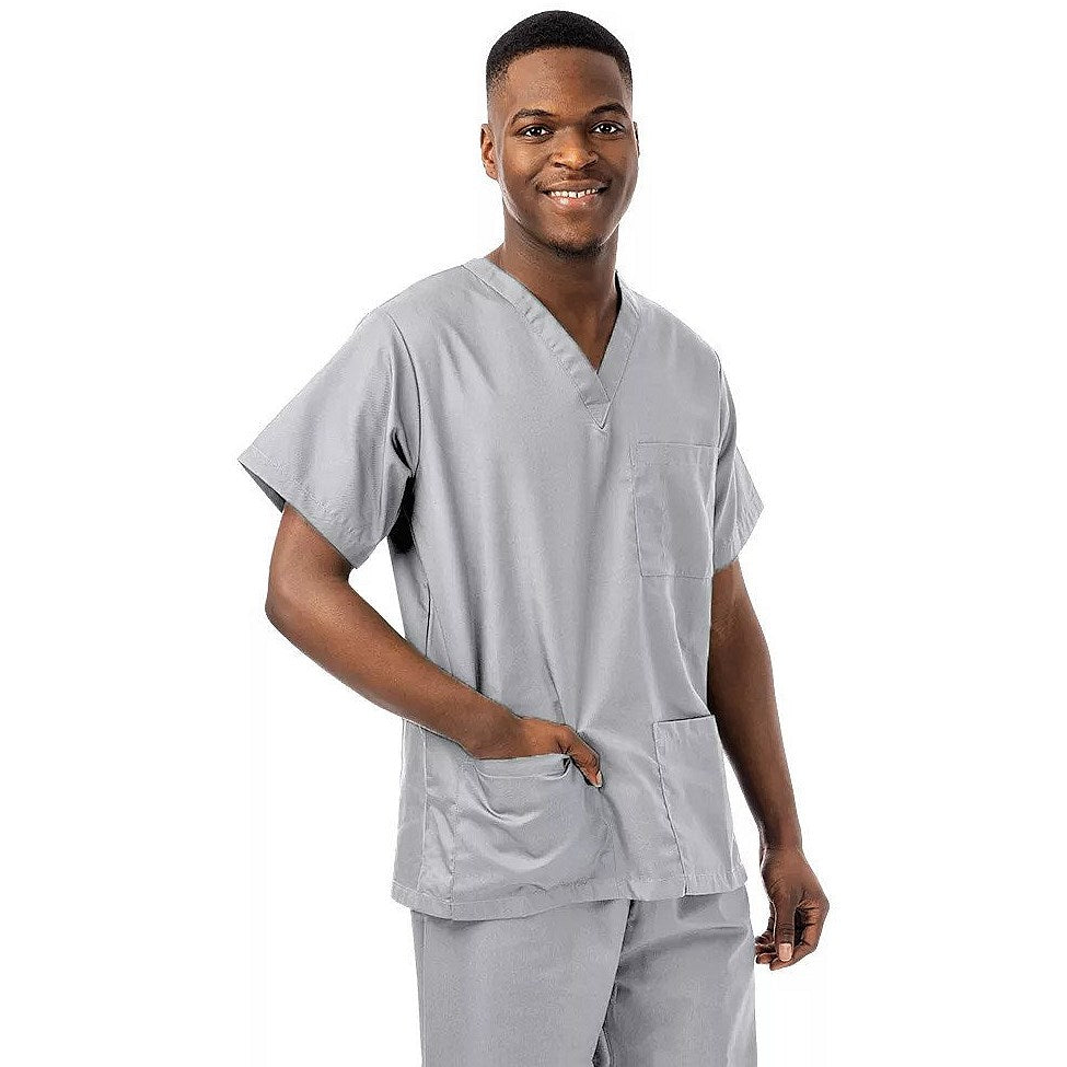 334LW Unisex Lightweight Scrub Top, Pale Grey, Size 2XL