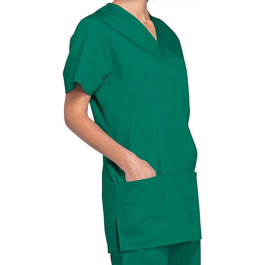 Cherokee Professional V-Neck Scrub Top, Hunter Green, Large