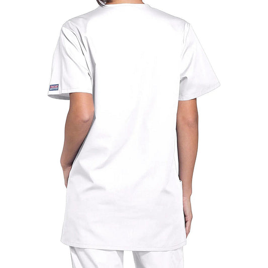 Cherokee Professional V-Neck Scrub Top, White, Medium