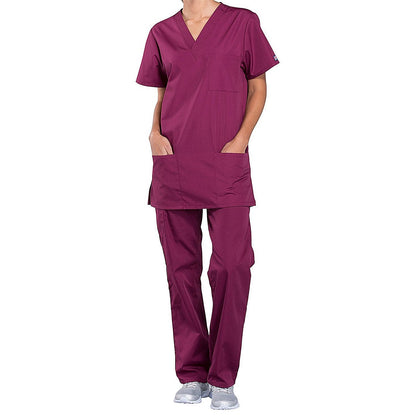 Cherokee Professional V-Neck Scrub Top, Wine Red, 2XL