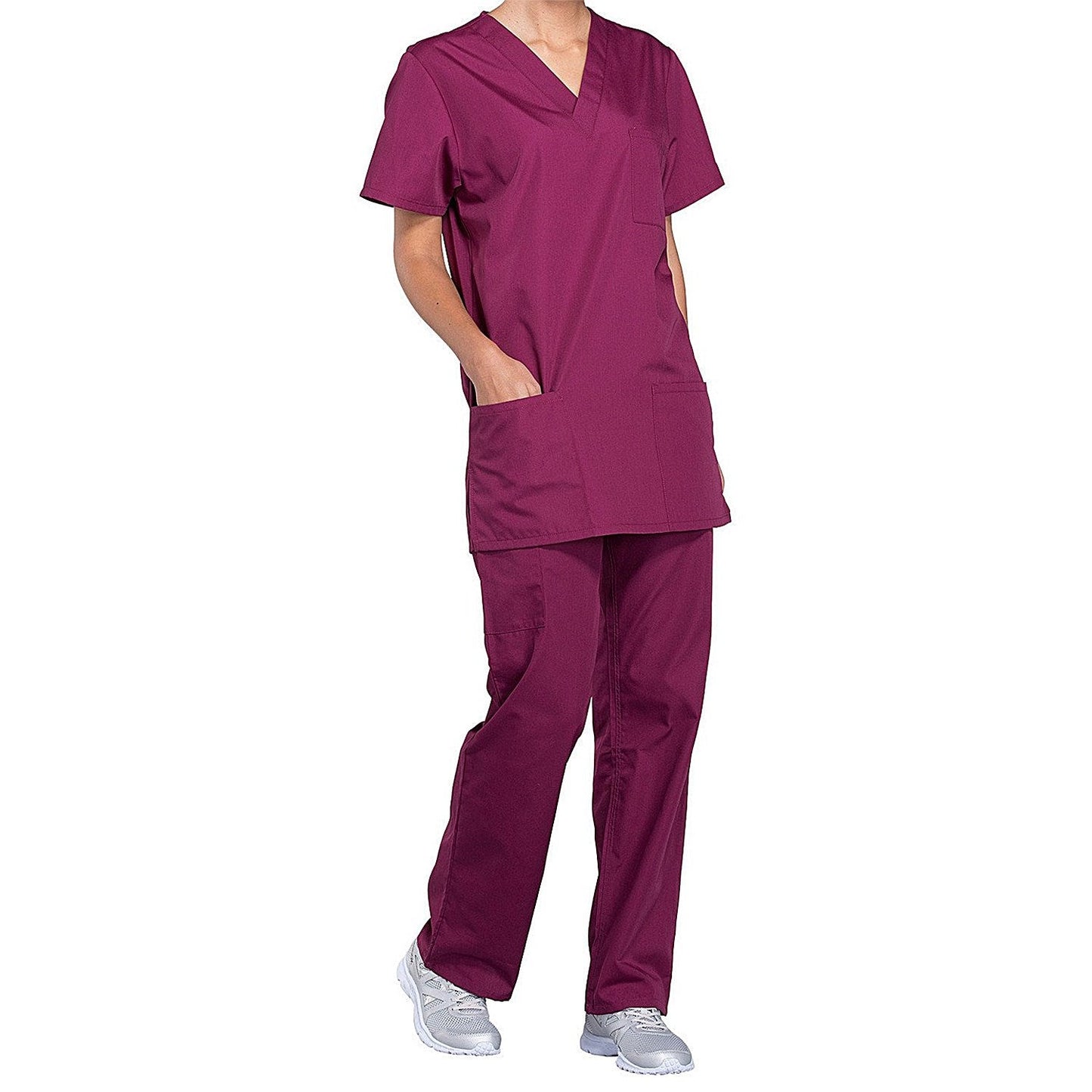 Cherokee Professional V-Neck Scrub Top, Wine Red, 2XL