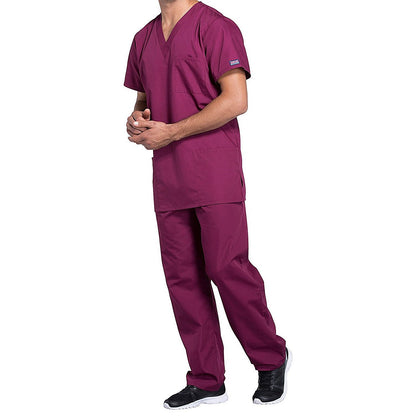 Cherokee Professional V-Neck Scrub Top, Wine Red, 2XL