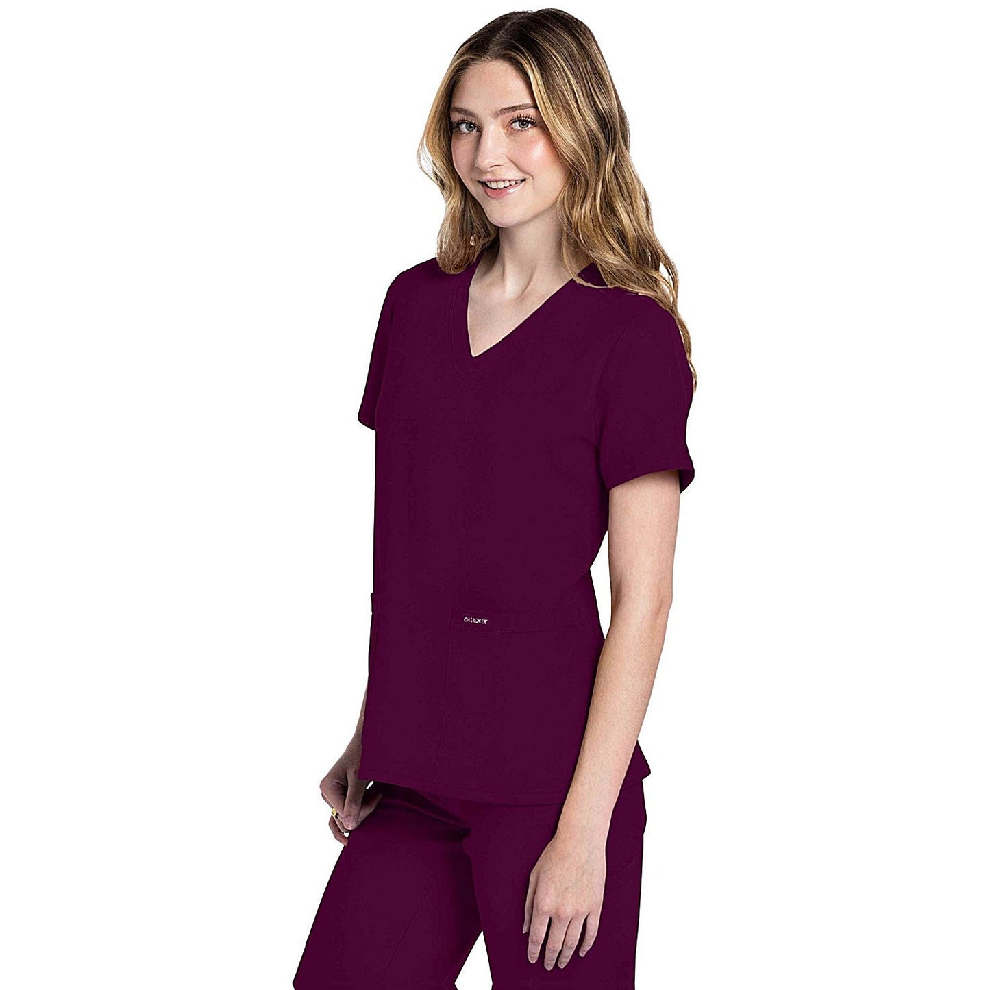 Cherokee Originals Ultra Female V-neck Scrub Top, Wine Red, 3XL