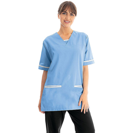 534LW V Neck Lightweight Scrub Top with Trim, Hospital Blue, Size 3XL Easy2Order : WIS77621