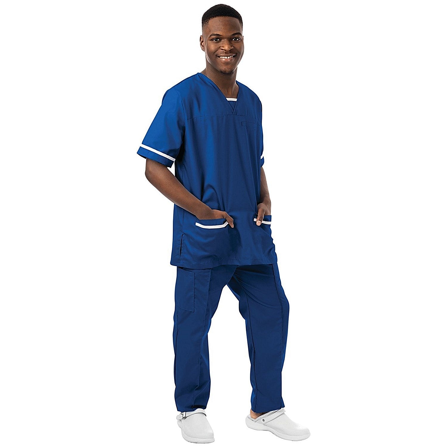534LW V Neck Lightweight Scrub Top with Trim, Royal Blue, Size Medium Easy2Order : WIS77651