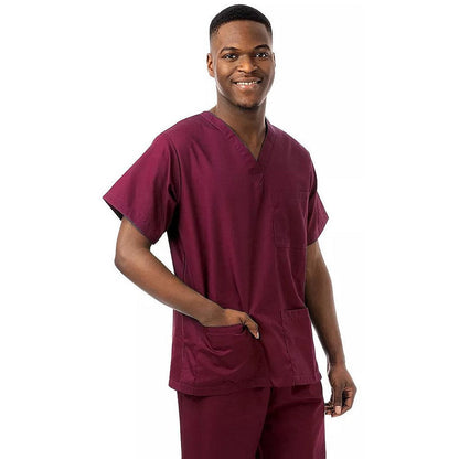 334LW Unisex Lightweight Scrub Top, Maroon, Size Small