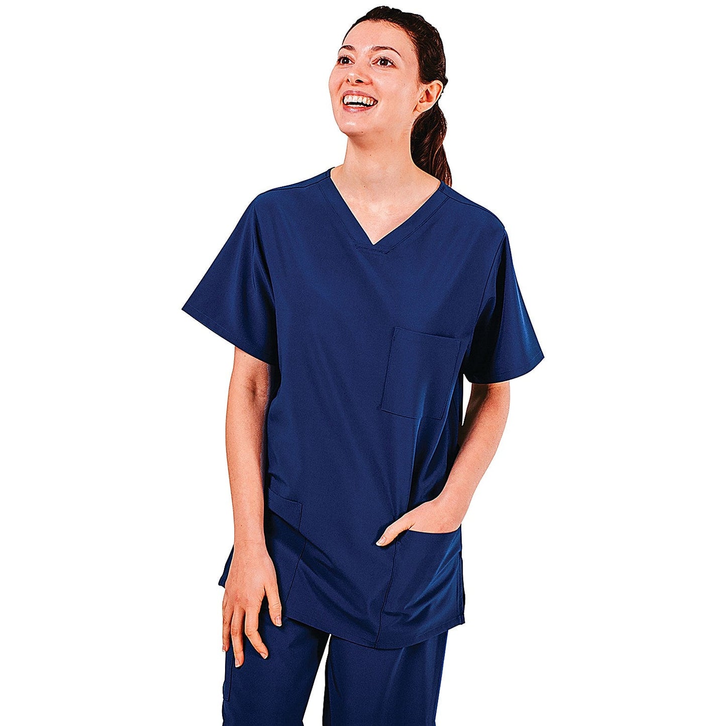 Key Scrubs KEYTU100 Eco Stretch Atlantic Scrub Top, Navy, Size Medium