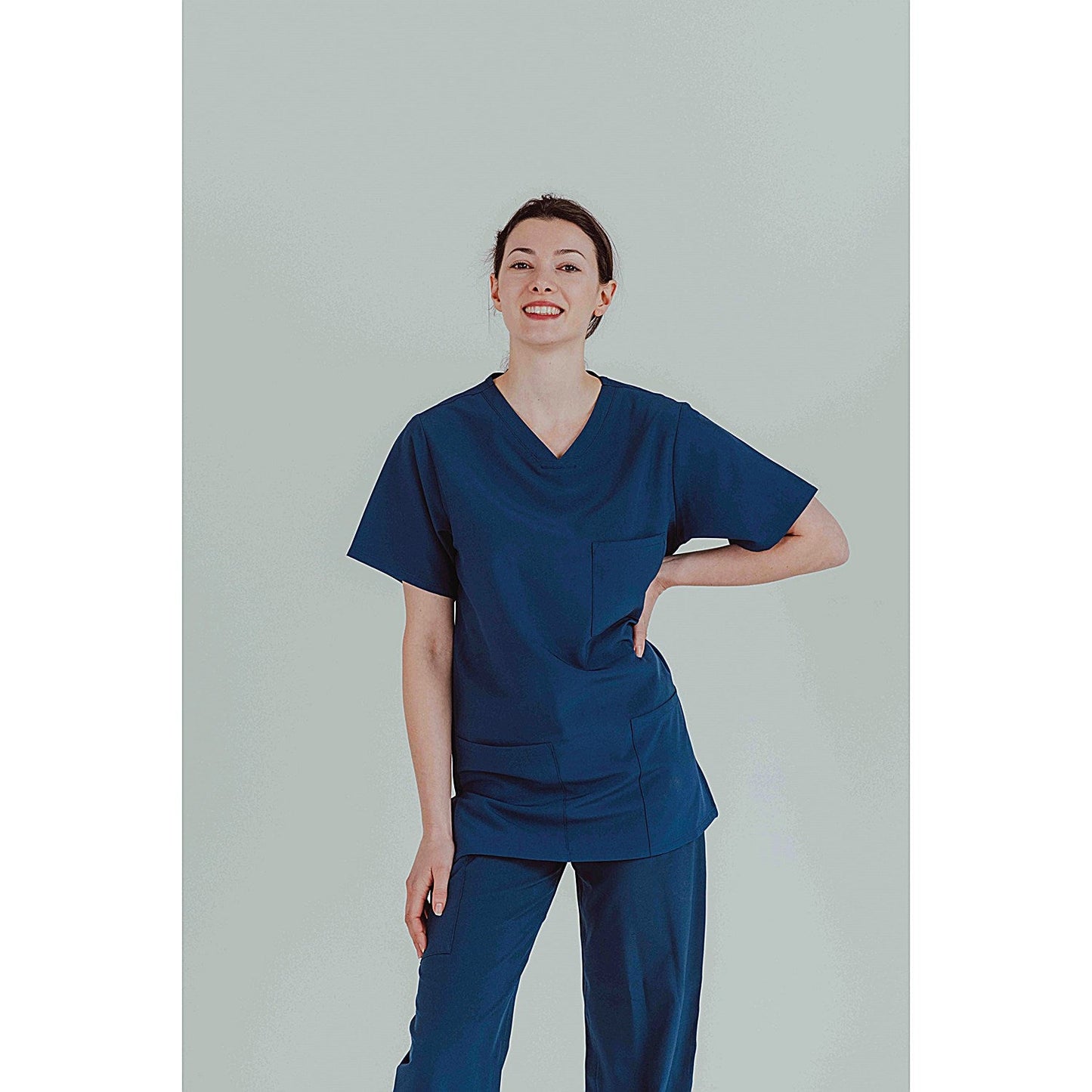 Key Scrubs KEYTU100 Eco Stretch Atlantic Scrub Top, Navy, Size Medium