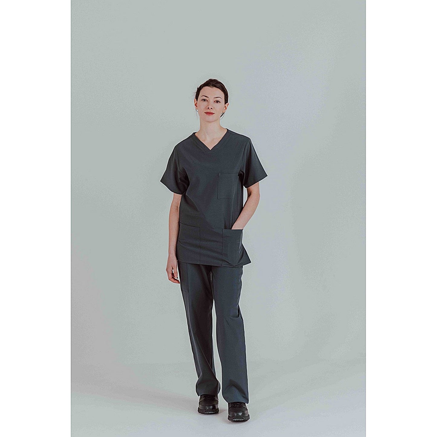 Key Scrubs KEYTU100 Eco Stretch Atlantic Scrub Top, Pewter, Size Medium