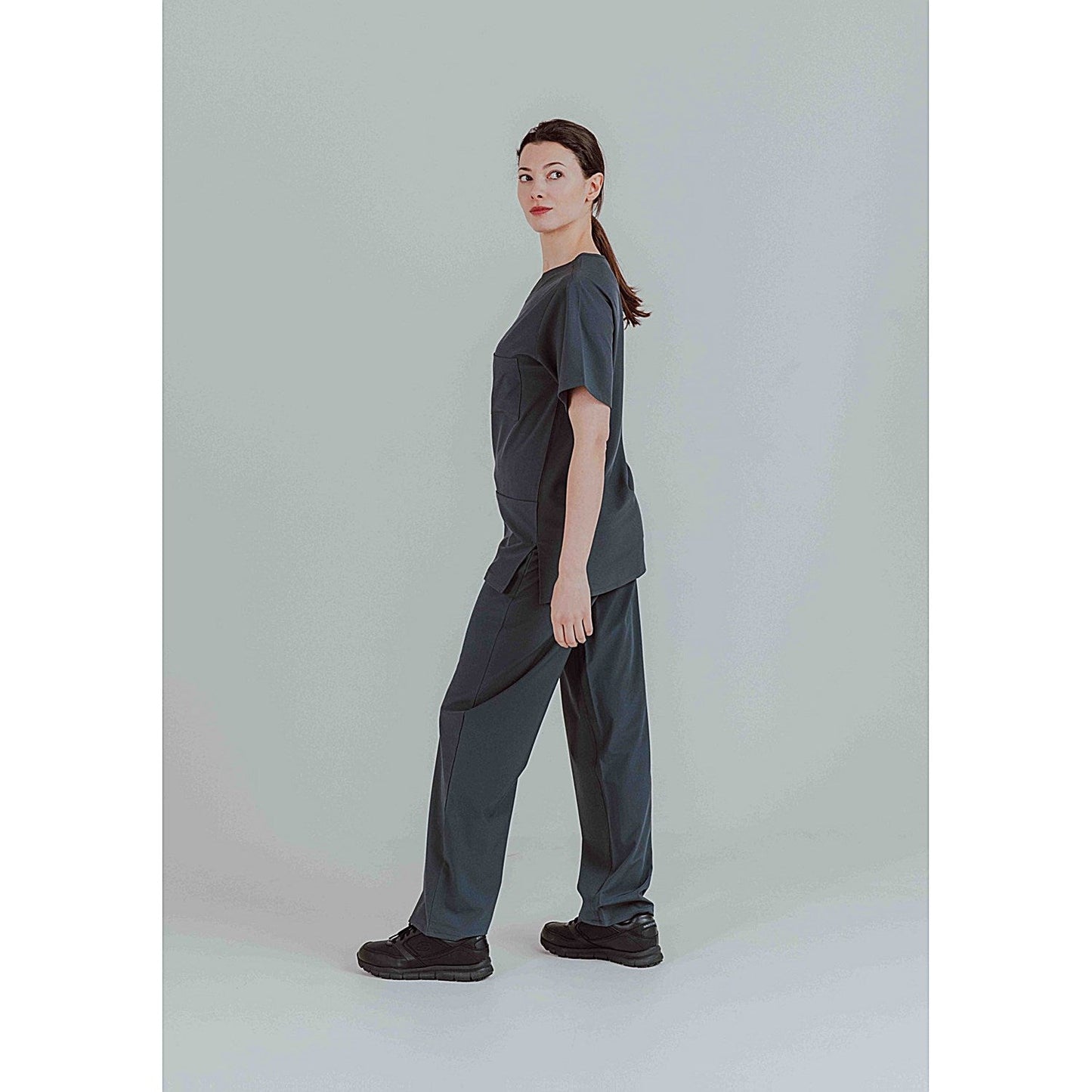Key Scrubs KEYTU100 Eco Stretch Atlantic Scrub Top, Pewter, Size Medium
