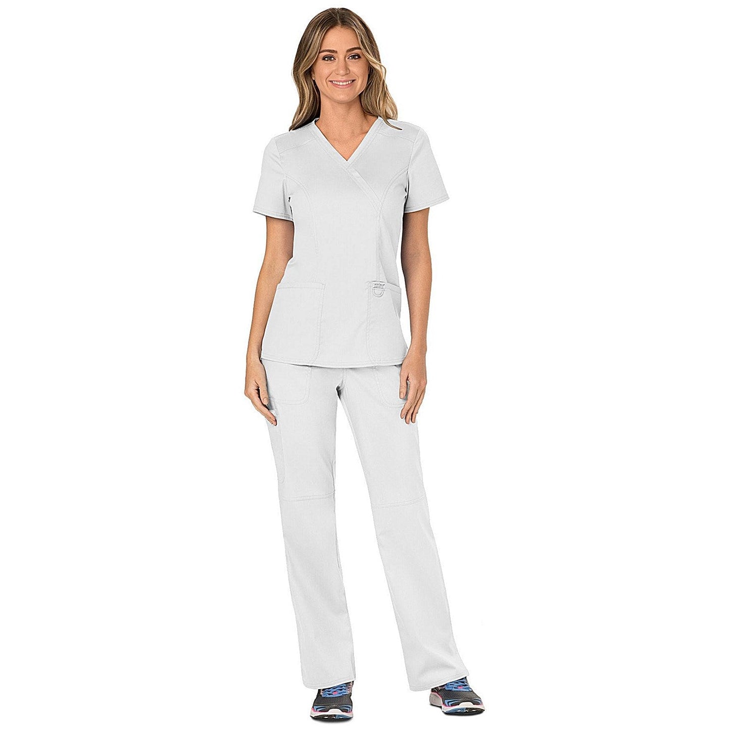 Cherokee Revolution WW610 Mock Wrap Top, White, 2XL