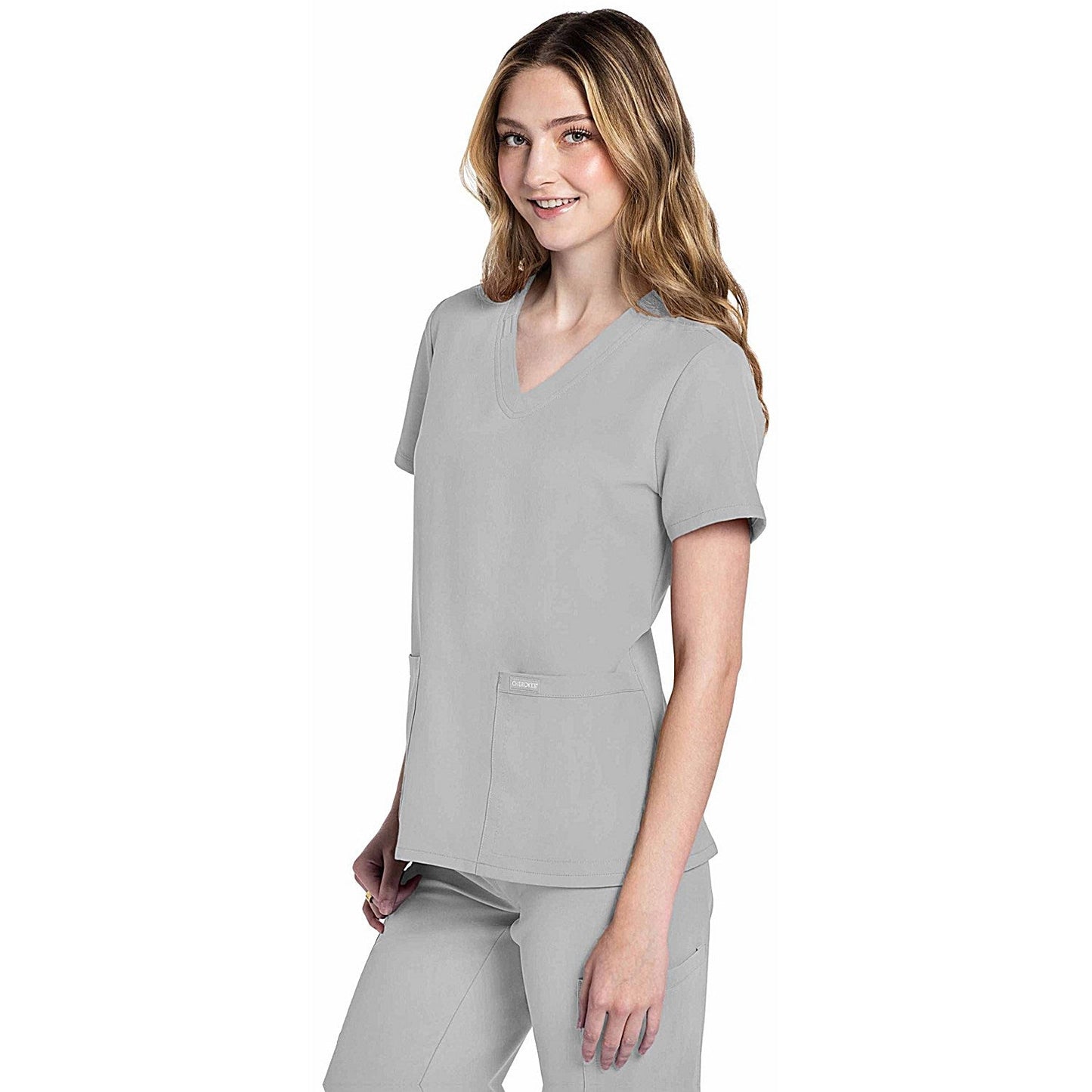Cherokee Originals Ultra Female V-neck Scrub Top, Grey, 2XL