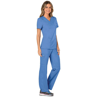 Cherokee WW610 Revolution Mock Wrap Top, Ceil Blue, Small