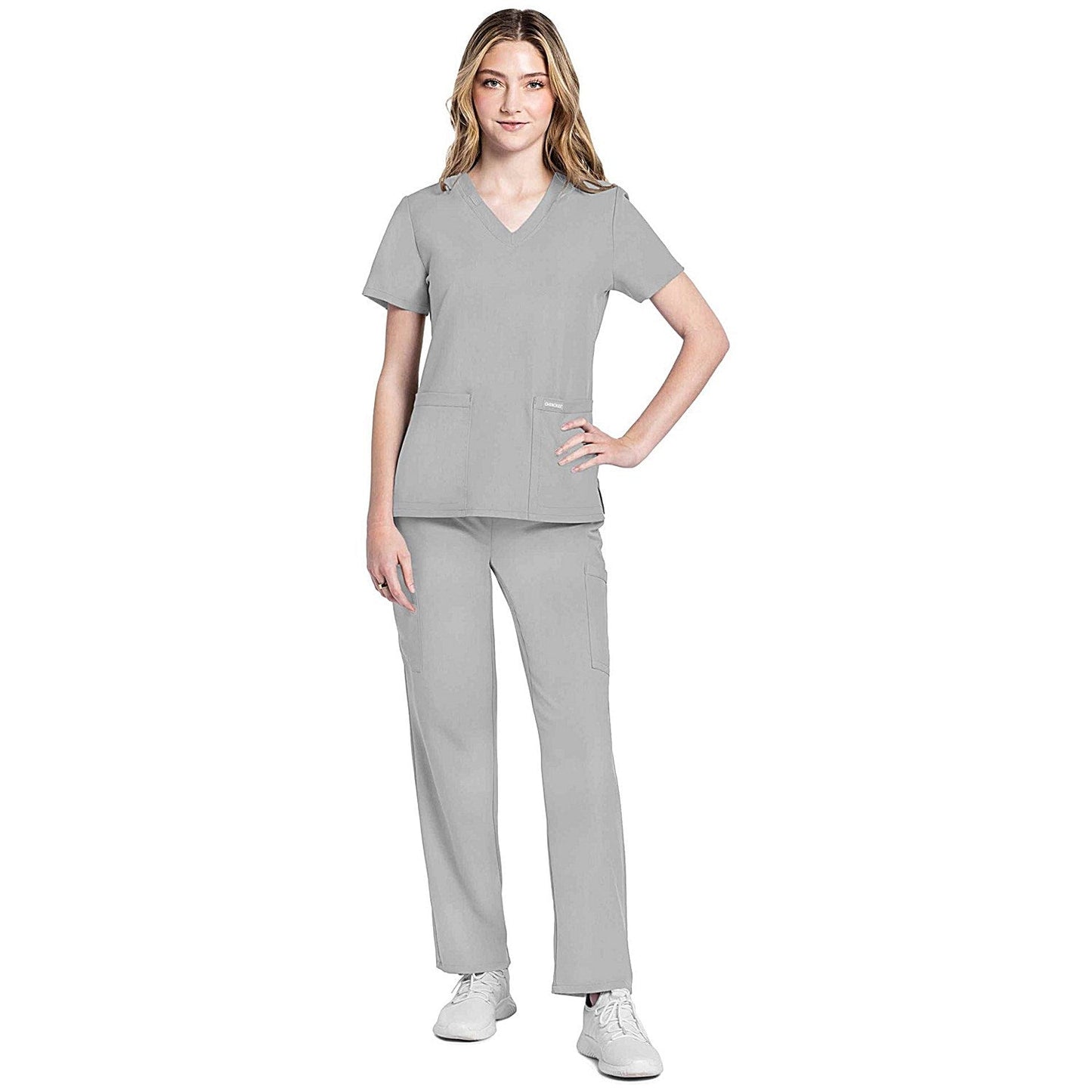 Cherokee Originals Ultra Female V-neck Scrub Top, Grey, Large