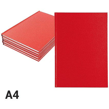 Everyday Casebound Manuscript Book, A4, Ruled, 160 Pages, Red, Pack of 5