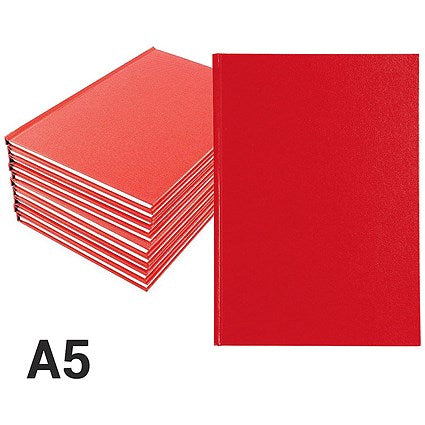 Everyday Casebound Manuscript Book, A5, Ruled, 160 Pages, Red, Pack of 10