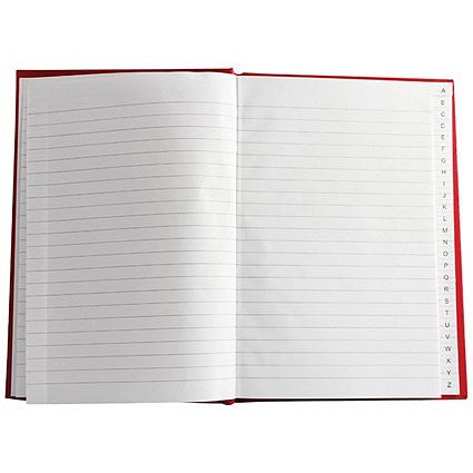 Everyday Casebound Notebook, A4, Ruled & Indexed A-Z, 160 Pages, Red, Pack of 5