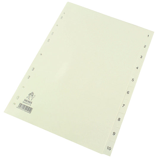 Everyday Plastic Index Dividers, 1-10, Clear Tabs, A4, White