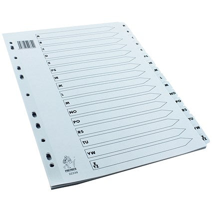 Everyday Reinforced Board Index Dividers, A-Z, Clear Tabs, A4, White