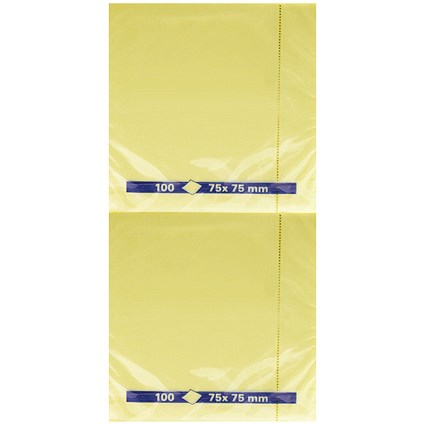 Everyday Repositionable Quick Notes, 75 x 75mm, Yellow, Pack of 12 x 100 Notes