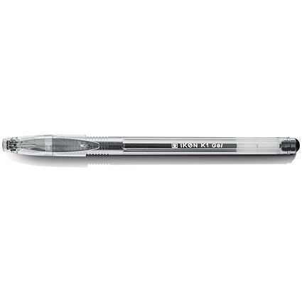 Black Gel Pens, Transparent Barrel, Medium Tip, Pack of 10