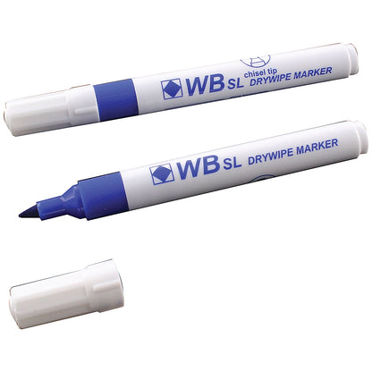 Blue Whiteboard Marker, Chisel Tip, Pack of 10