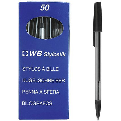Ballpoint Pens, Black, Pack of 50