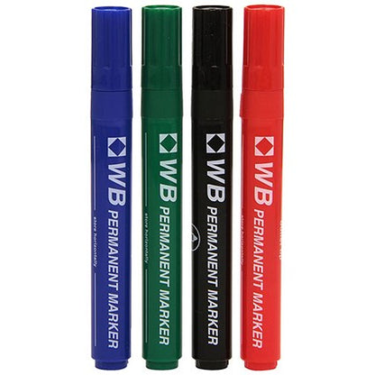 Assorted Permanent Marker Bullet Tip (Pack of 4)