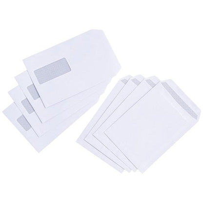 C5 Envelopes, Window, Self Seal, 90gsm, White, Pack of 500
