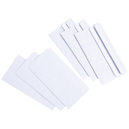 DL Envelopes, Self Seal, 80gsm, White, Pack of 1000