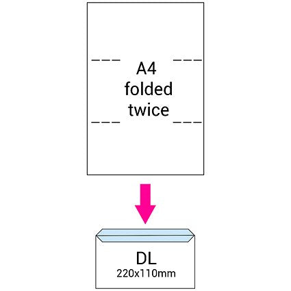 DL Envelopes, Window, Self Seal, 80gsm, White, Pack of 1000
