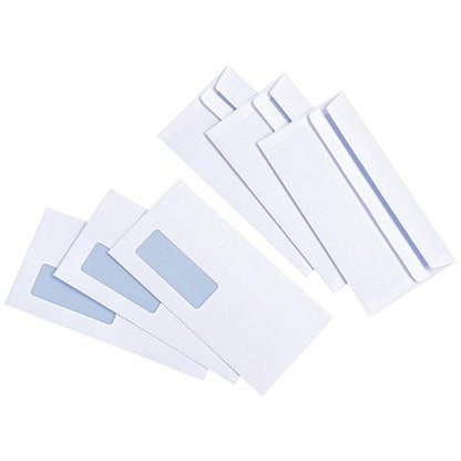 DL Envelopes, Window, Self Seal, 90gsm, White, Pack of 1000