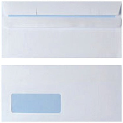 DL Envelopes, Window, Self Seal, 90gsm, White, Pack of 1000