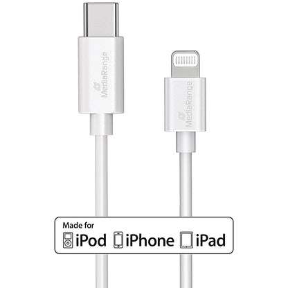 MediaRange Apple Lightning to USB Type-C Charge + Sync Cable, 1m, White
