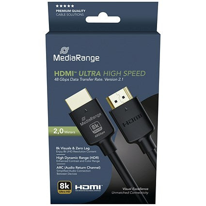 MediaRange Active Optical HDMI Cable with Ethernet 48Gbit, 2m, Black