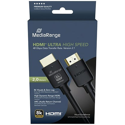 MediaRange Active Optical HDMI Cable with Ethernet 48Gbit, 2m, Black
